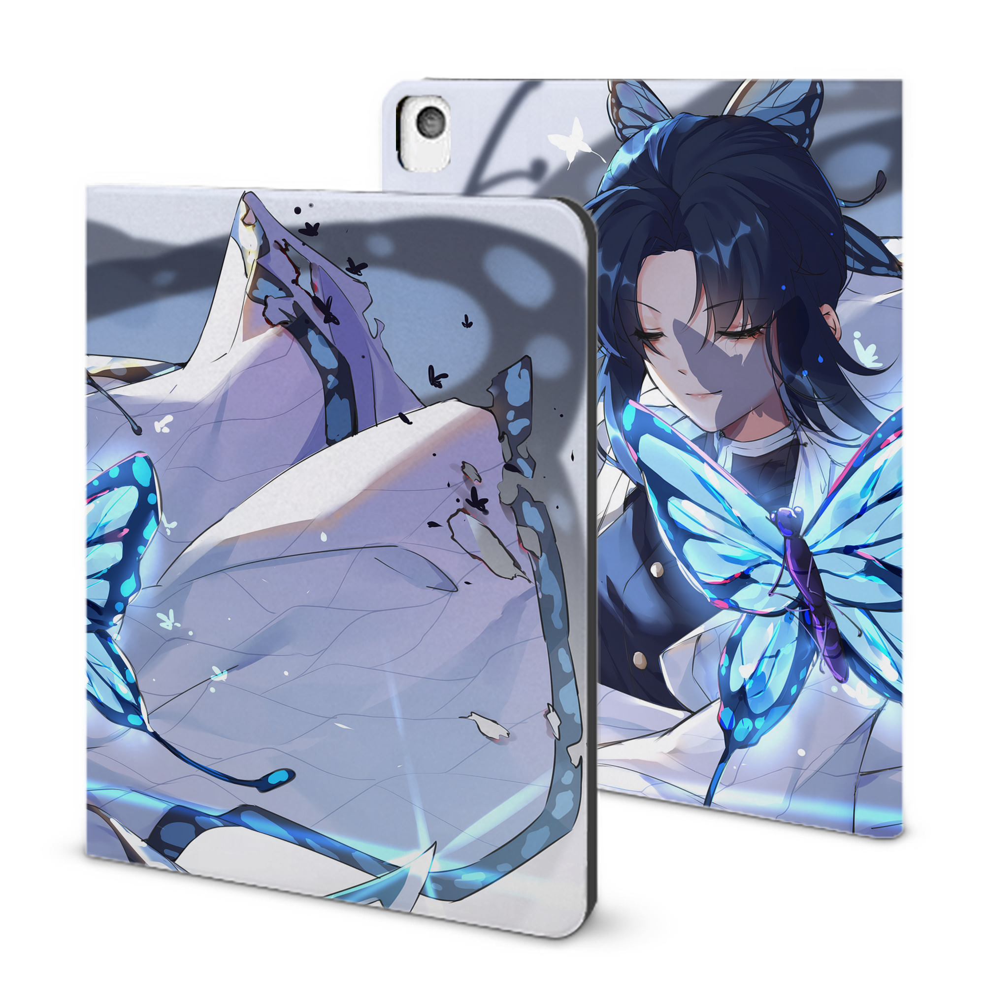 （画像用） 鬼滅の刃（きめつのやいば）蟲柱-胡蝶 しのぶ／こちょう しのぶ Kochou Shinobu IPadケース ペンホルダー付き ブックスタイルデザイン